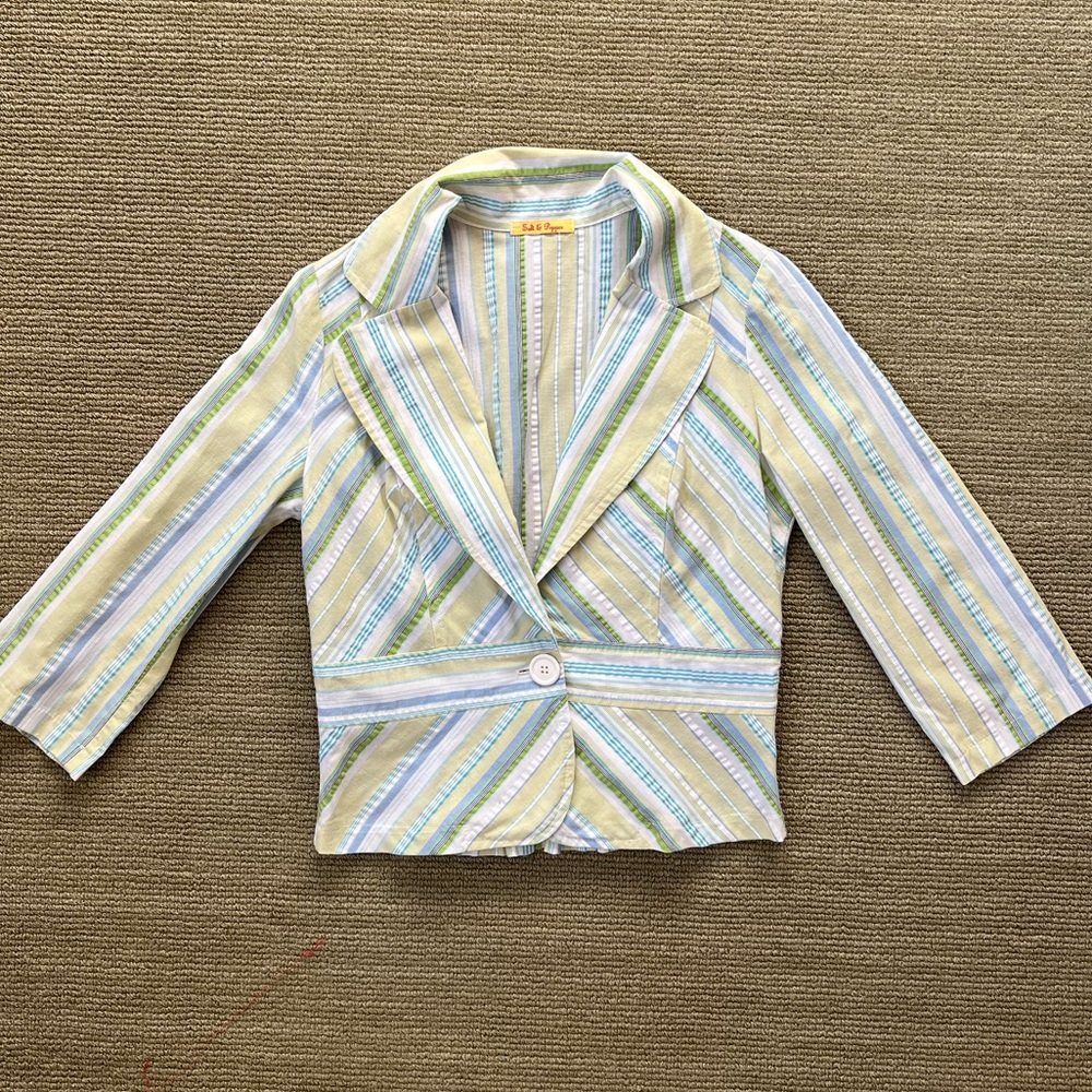 Striped Spring Cropped Women’s Blazer